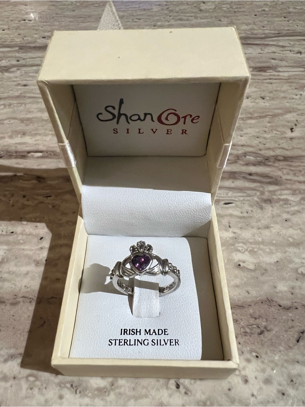 ShanOre Amethyst Heart Claddagh Ring - Sterling Silver